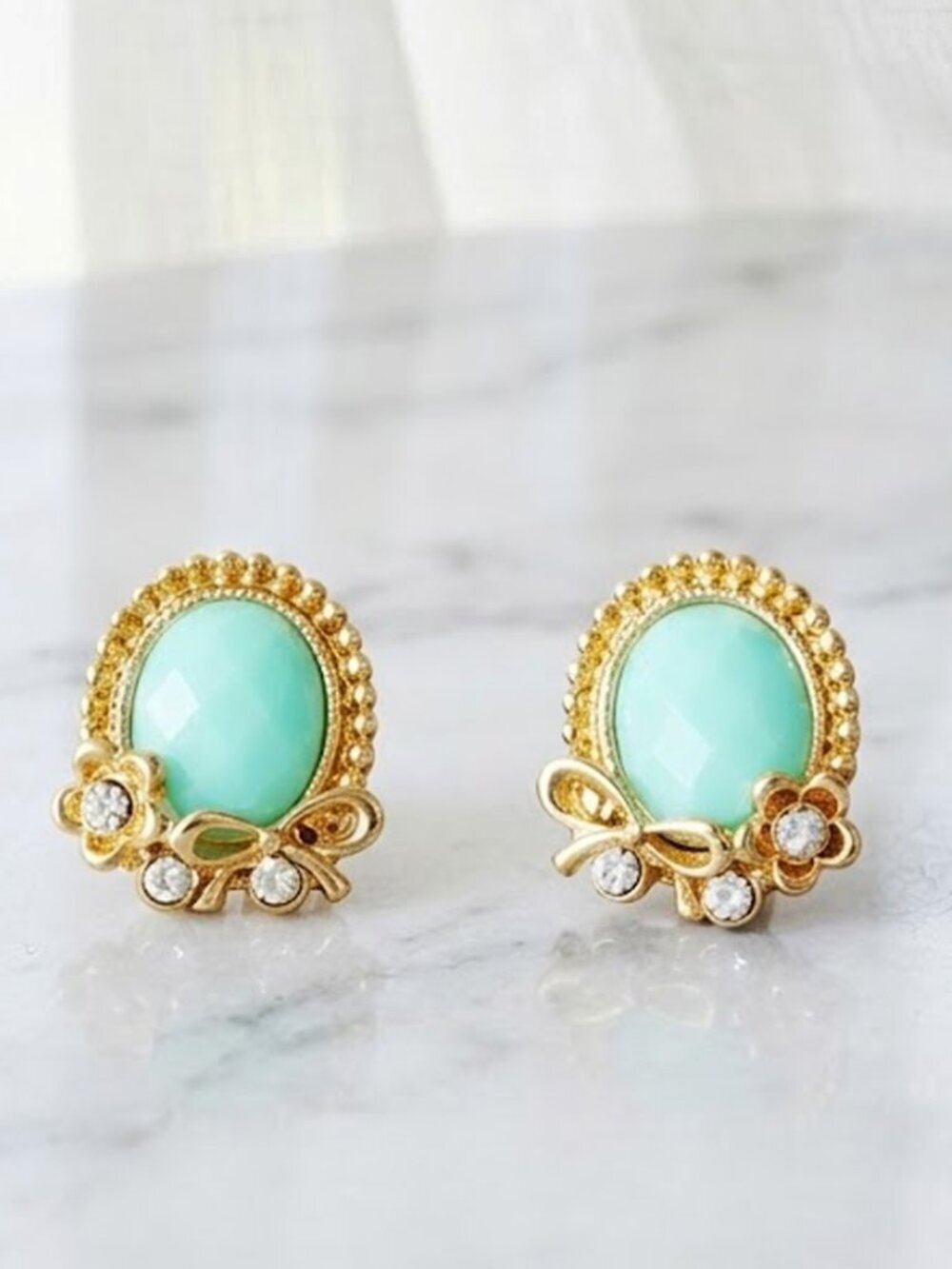 Teal Wreath Fashion Earrings